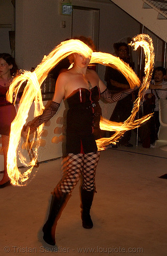 krissy spinning fire staffs (san francisco), double staff, fire dancer, fire dancing, fire performer, fire spinning, fire staffs, fire staves, krissy, night, spinning fire