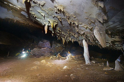large underground chamber - caving in mulu - clearwater cave (borneo), borneo, cave formations, cavers, caving, clearwater cave system, clearwater connection, concretions, gunung mulu national park, malaysia, natural cave, roland, speleothems, spelunkers, spelunking, stalactites, stalagmites