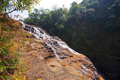 large waterfall near mawlynnong (india), cascade, east khasi hills, falls, jungle, landscape, mawlynnong waterfall, meghalaya, rain forest, river, rocks