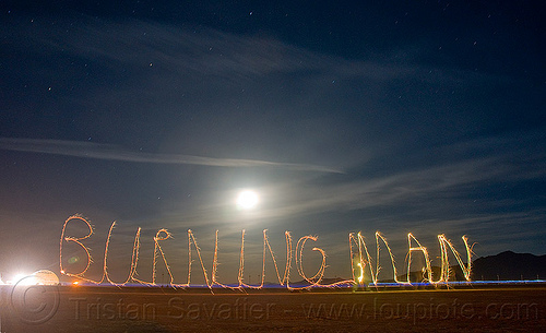 light painting "burning man" with sparklers, burning man at night, fire, full moon, light drawing, light graffiti, light painting, sparklers, sparks
