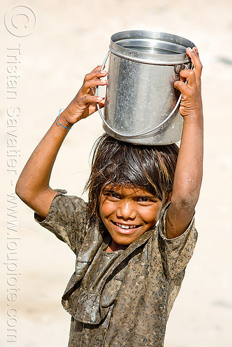 little girl carrying water (india), child, kid, little girl