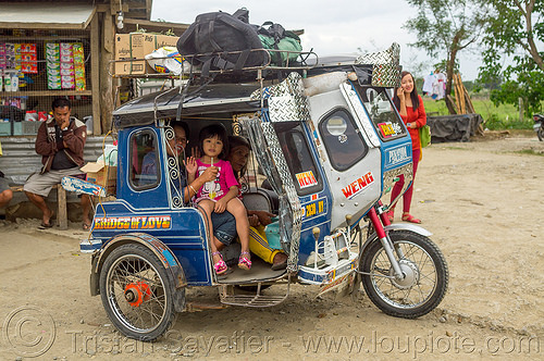 little girl in motorized tricycle (philippines), child, colorful, kid, little girl, motorcycle, motorized tricycle, passengers, sidecar, sitting, tricycle philippines