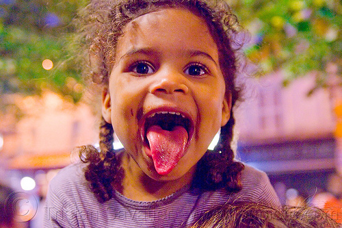 little girl sticking out tongue, child, kid, little girl, mia, night, sticking out tongue, sticking tongue out