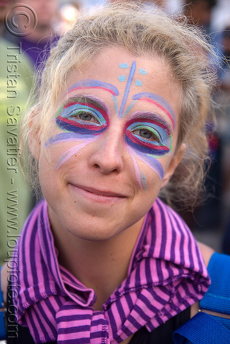 lovevolution - lovefest (san francisco), blue, face painting, facepaint, lovevolution, pink, purple, woman
