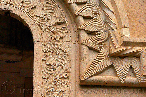 low-relief carvings details - işhan monastery - georgian church ruin (turkey country), byzantine architecture, decoration, detail, floral, geometric, georgian church ruins, ishan church, ishan monastery, işhan, low-relief, motives, orthodox christian, window