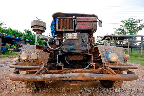 makeshift truck (laos), country, diesel, engine, farmer truck, front, lorry, makeshift, road