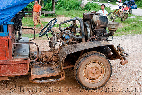 makeshift truck (laos), country, diesel, engine, farmer truck, lorry, makeshift, road