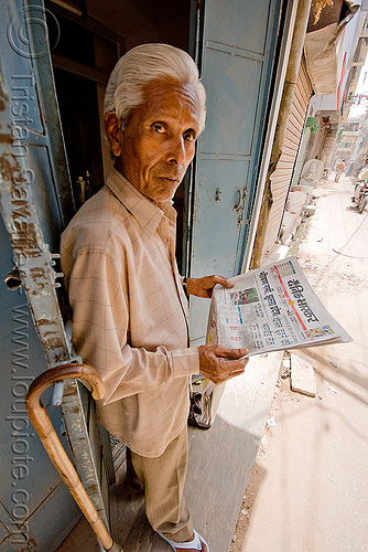 man reading hindi newspaper - jaipur (india), jaipur