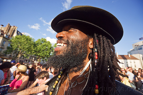 man with beard, dreadlocks and hat, beard, black man, dreadlocks, gay pride, hat