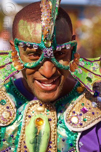 man with sea creature samba costume, african american man, black man, carnival costume, carnival mask, joseph, samba costume, samba dancer, samba funk, sea creature, underwater creature