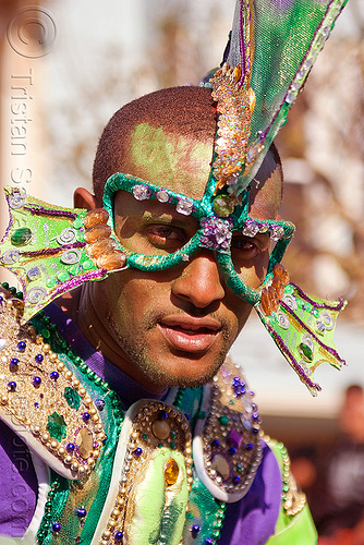 man with underwater creature samba costume, african american man, black man, carnival costume, carnival mask, joseph, samba costume, samba dancer, samba funk, sea creature, underwater creature