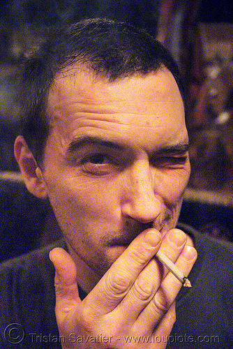 manolo smoking - bar "le piano vache"(paris), cigarette, hand, le piano vache, man, manolo, smoker, smoking