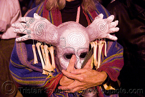 mask with hands - dia de los muertos - halloween (san francisco), day of the dead, dia de los muertos, halloween, hands, mask, night