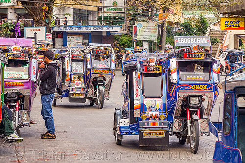 motorized tricycles (philippines), bontoc, colorful, man, motorcycles, motorized tricycle, pedestrian, sidecar, tricycle philippines