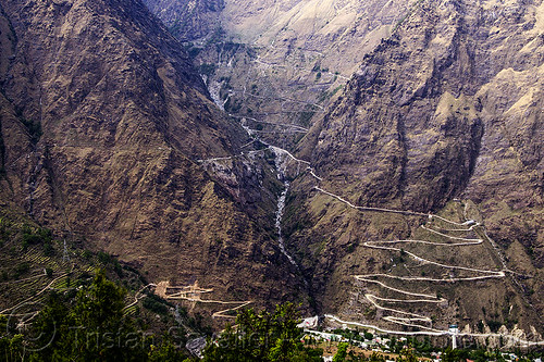mountain roads with switchbacks (india), mountain road, mountains, switchbacks
