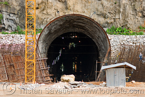 nam theun 2 hydroelectric project (laos) - adit - downstream canal tunnel entrance, adit, construction, hydro-electric, nam theun 2 hydroelectric project, nam theun power company, ntpc, tunnel, tunneling equipment, tunneling machine