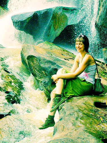 nam-tok-chat-trakan - thailand waterfall - anke-rega, cross-processed, falls, waterfall, woman