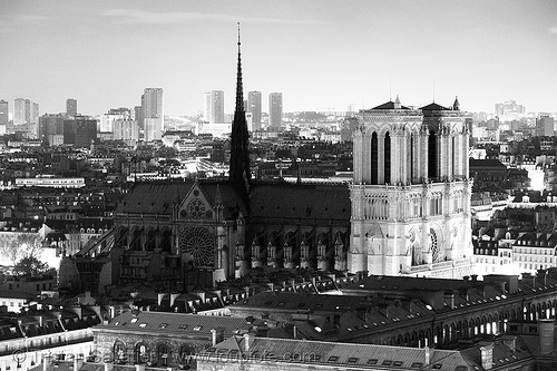 notre-dame cathedral (paris), aerial photo, belltower, cathedral, cathédrale notre dame de paris, church, monument, night, notre-dame, skyline, towers, trespassing