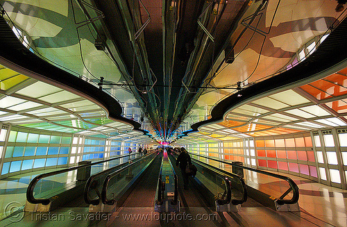 o'hare light tunnel - chicago o'hare international airport - mechanical walkways, airport lobby, chicago, light tunnel, mechanical walkways, o'hare, ord, walkway