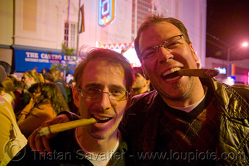 obama gets elected in san francisco - castro street party - smoking cigars - celebrating - blogging, cigar smoking, cigars, cnn ireport, crowd, election 08, election night, men, obama election, president, real-time blogging, street party, united states presidential election, yes we can
