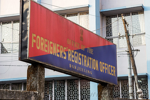 office of the foreigners' registration officer - darjeeling (india), blue, darjeeling, police station, red, sign