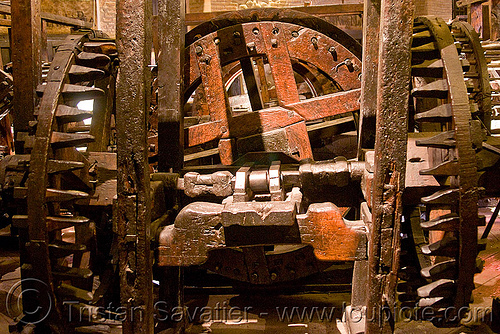old roller press powered by wooden gears, bolivia, casa de la moneda, casa nacional de moneda, historical, mint, potosí, wood gears, wooden gears, wooden machine