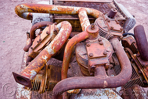 old rusty pump engine, chile, cylinder, engine, manifolds, motor, pipes, pump, rusty, san pedro de atacama