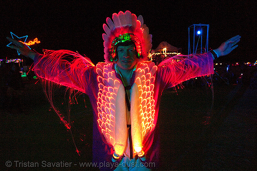 optical fiber suit - glowing - burning man 2006, attire, burning man at night, burning man outfit, costume, fiber optic, glowing, optical fiber, optical fibre