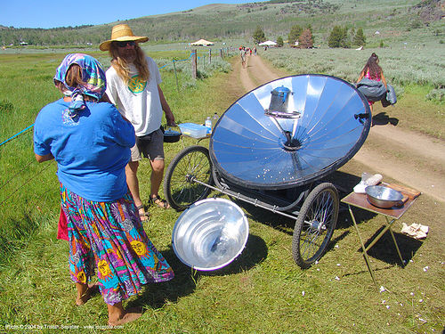 parabolic solar stove, hippie, parabolic mirror, parabolic reflector, satellite dish, solar energy, solar stove