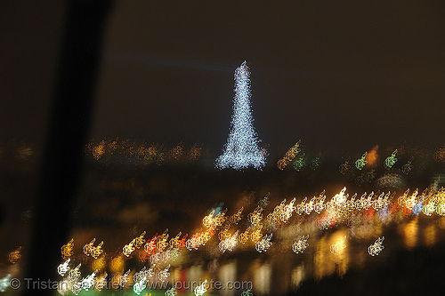 paris by night, abstract, eiffel tower, motion blur, night