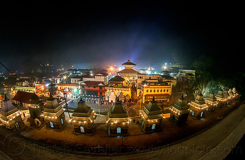 pashupatinath temple at night - kathmandu (nepal), fisheye, hindu temple, hinduism, kathmandu, maha shivaratri, night, pashupatinath temple, shrines