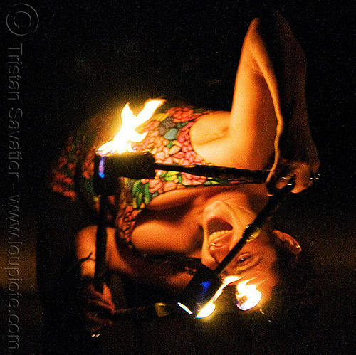 peekaboo! - fire nunchaku, fire dancer, fire dancing, fire nunchaku, fire performer, fire spinning, night, peekaboo, sarah, woman