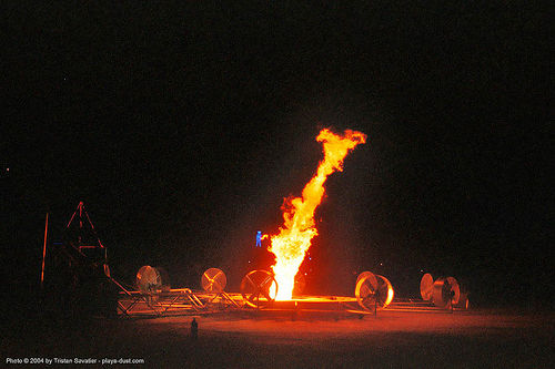 pillar of fire by nate smith - burning man 2003, burning man at night, fire vortex, nate smith, pillar of fire