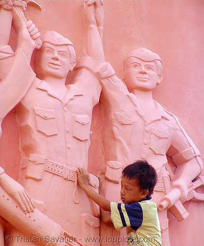 pink communist monument - kid - vietnam, boy, break dance, break dancing, child, communism, kid, memorial, monument, phan thiet, pink, victory