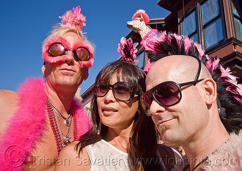 pink costumes - folsom street fair (san francisco), costumes, cow, men, pink, woman