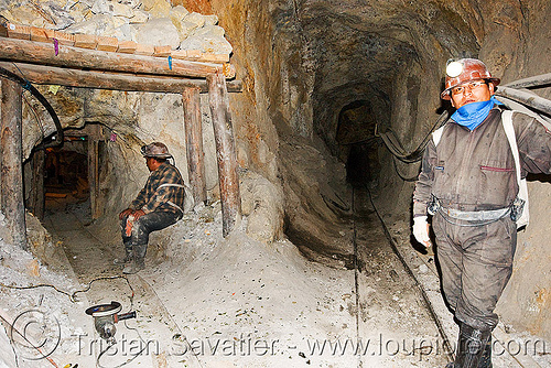 potosi mine tunnels, adit, beams, bolivia, cerro rico, men, mina candelaria, mine tunnel, mine worker, miner, mining, pipes, potosí, safety helmet, underground mine