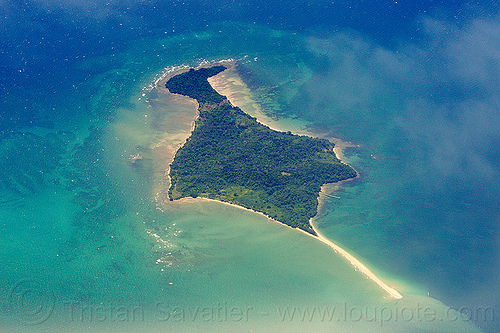 pulau kuraman island, aerial photo, borneo, coral reef, island, malaysia, ocean, sandspit, sea
