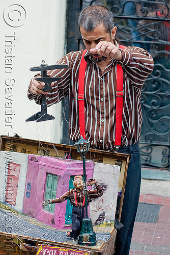 puppeteer with string puppet - marionette, argentina, buenos aires, drinking, drunk, man, marionette, puppeteer, san telmo, string puppet
