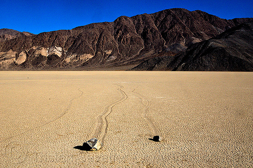 racetrack - sailing stones - death valley, cracked mud, death valley, dry lake, dry mud, landscape, mountains, racetrack playa, sailing stones, sliding rocks
