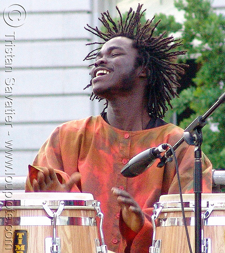 rasta drummer with conga drums, black man, conga drums, dreadlocks, drummer, rasta, reggae