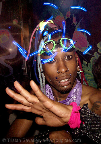 rave led-lights - raver, african american man, black man, glowing, led lights, lightshow, night, rave lights, raver outfits
