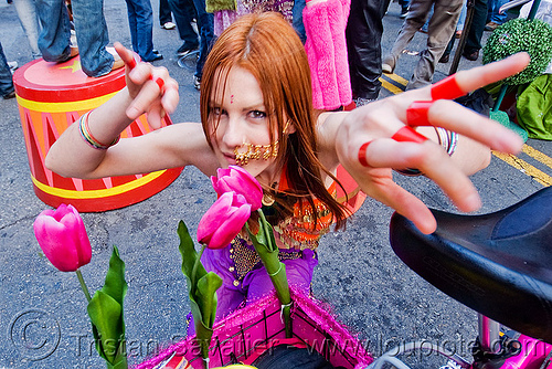 redhead exotic dancer - woman - tulip flowers, jill, red hair, redhead, tulip flowers, woman