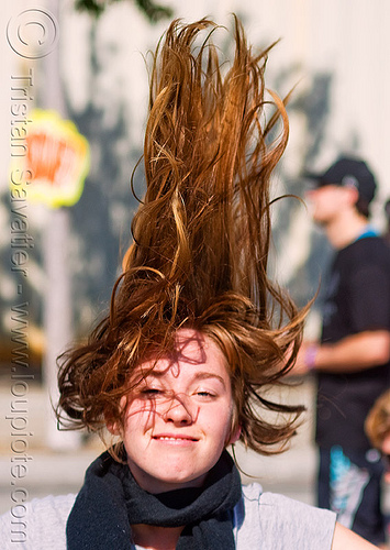 redhead hair - lana - superhero street fair (san francisco), islais creek promenade, long hair, redhead, superhero street fair, woman