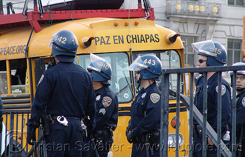 riot police - sfpd (san francisco), anti-war protest, cops, helmets, law enforcement, paz en chiapas, peace protest, police officers, riot gear, riot police, sfpd, uniform