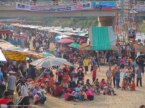 river fair - tha ton - near fang (thailand), beach, crowd, fair, river, songkran, tha ton, สงกรานต์