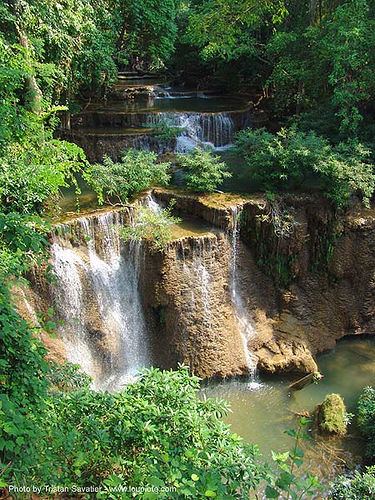river with waterfalls - thailand, cascade, cave formations, falls, landscape, speleothems, tufa waterfall