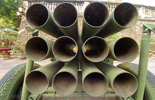 rocket launcher - vietnam, army museum, fisheye, hanoi, military, rocket launcher, tubes, vietnam war
