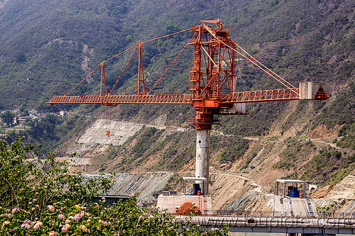 rotec tower-belt crane - shrinagar dam (india), alaknanda valley, construction crane, shrinagar dam