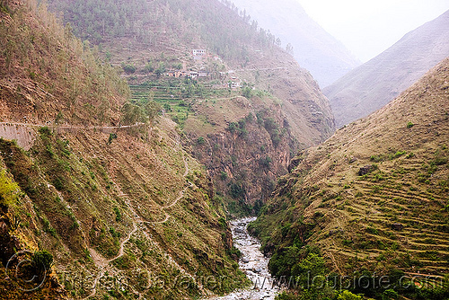 rugged valley - road to ani - near jalori pass (india), ani, canyon, gorge, landscape, river, steep, v-shaped valley