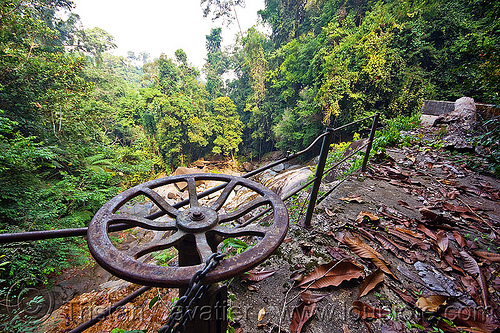 rusted aqueduct valve - gunung gading national park (borneo), aqueduct, borneo, gunung gading, jungle, malaysia, rain forest, valve